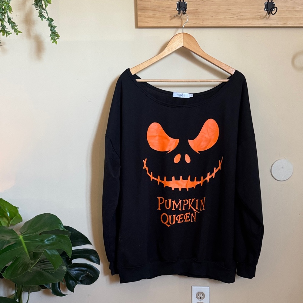 Source Unknown Black and Orange Off-the-Shoulder Sweater